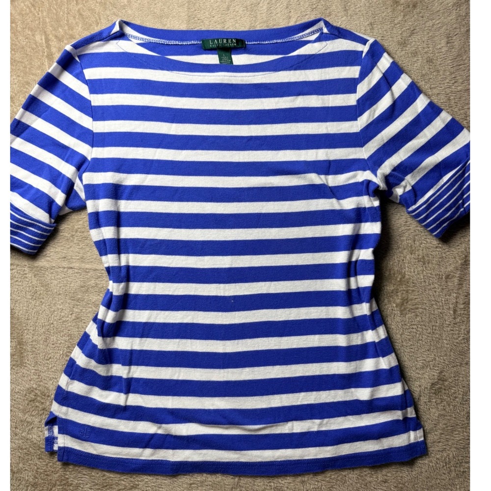 Lauren Ralph Lauren Striped Boat Neck Nautical Coastal Preppy Hamptons Summer‎